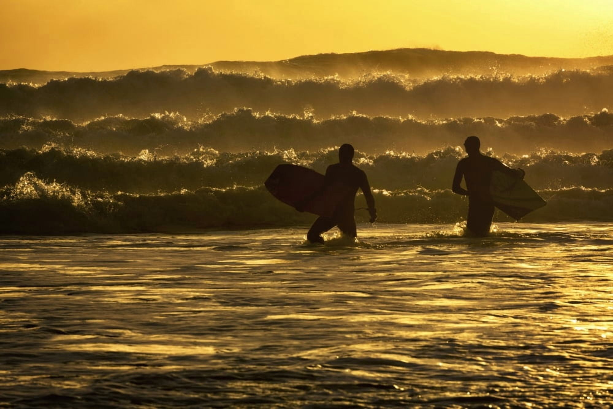Body surfers on the coast of Kodiak Island during late afternoon Pasagshak State Park Kodiak Island Alaska Canvas Art - Marion Owen Design Pics (38 x 24)