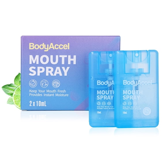 BodyAccel Dry Mouth Spray, Breath Spray for Bad Breath, Portable Mint Mouth Spray Fresh Breath in 3 Seconds 2 Pack (0.7oz)
