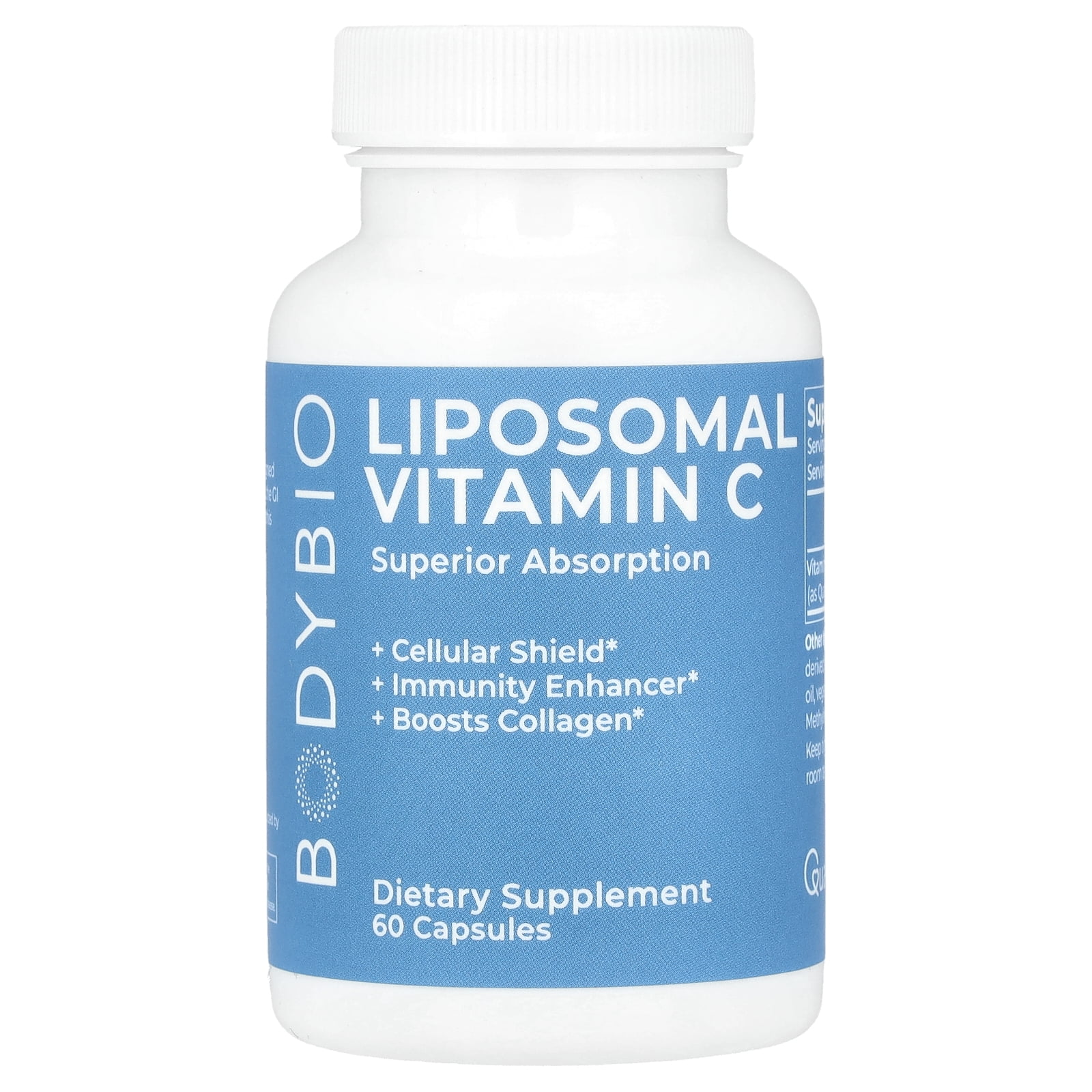 BodyBio Liposomal Vitamin C, 1,000 mg, 60 Capsules (500 mg per Capsule)