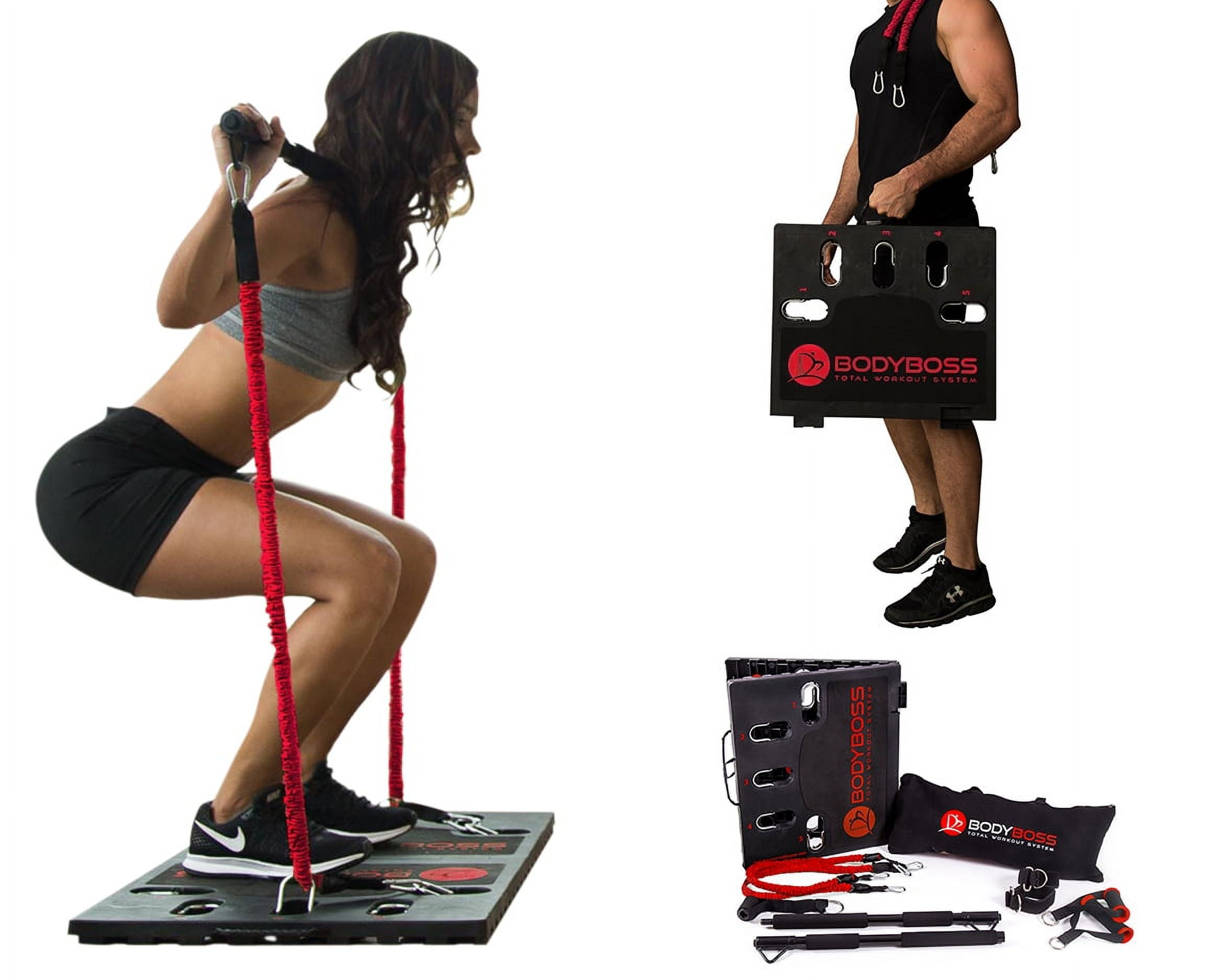 BodyBoss 2.0 Full Portable Home Gym Workout Package Resistance Bands Collapsible Resistance Bar Handles Full Body Workouts for Home Travel or Outside Red Walmart