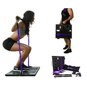 BodyBoss 2.0 - Full Portable Home Gym Workout Package + Resistance Bands - Collapsible Resistance Bar, Handles - Full Body Workouts for Home, Travel or Outside - Purple