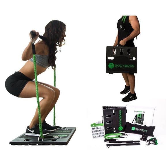 BodyBoss Home Gym 2.0 - Full Portable Gym Home Workout Package - Green