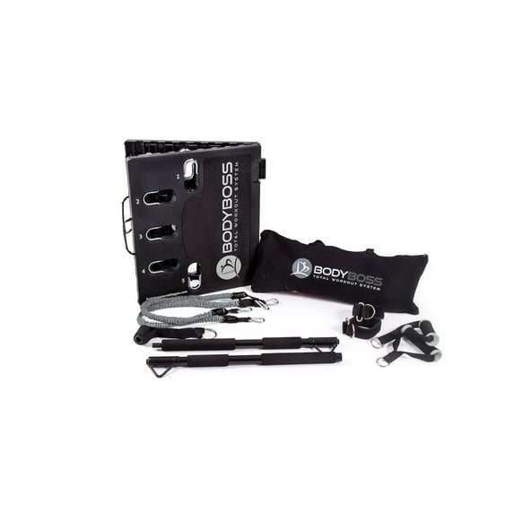 BodyBoss Home Gym 2.0 - Full Portable Gym Home Workout Package - PKG4-Gray