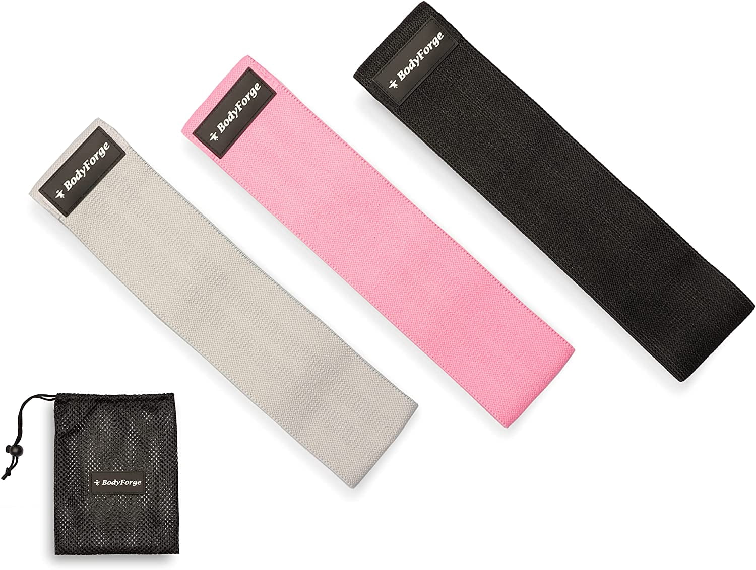 BodyForge Fabric Hip Resistance Exercise Bands Set with Carry Bag…
