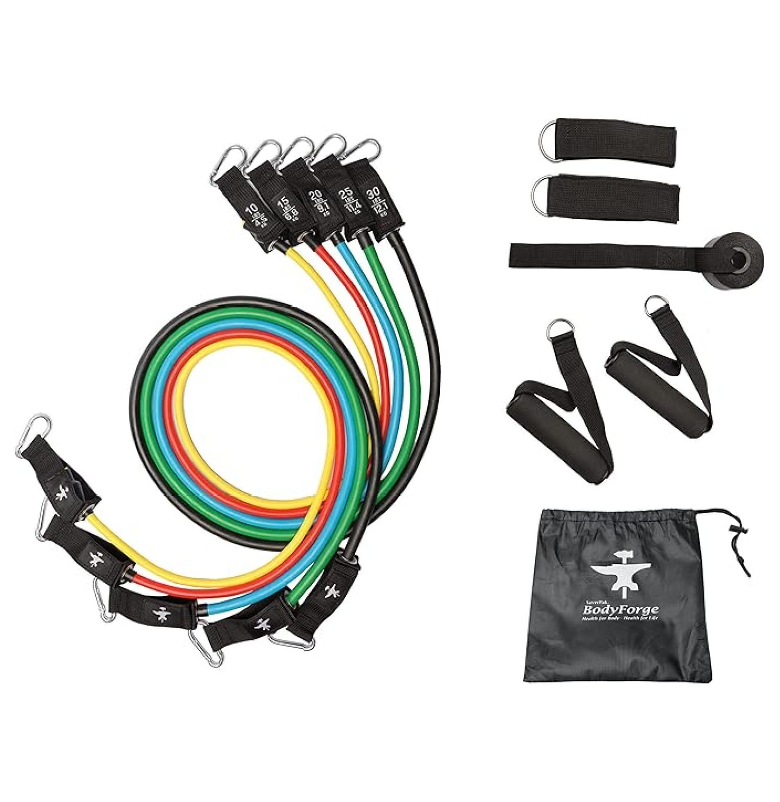 BodyForge Resistance Bands, Exercise Bands，Resistance Bands for Working Out, Work Out Bands with Handles for Men and Women Fitness, Strength Training Home Gym Equipment