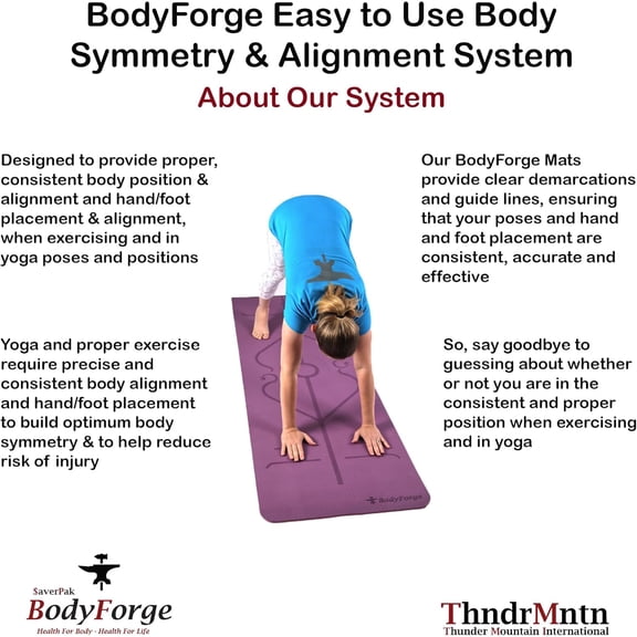 BodyForge Yoga Mat Thick Exercise Mat Thick 8mm TPE -Friendly with Alignment Marks Non-Slip Extra Thick High-Density for Women and Men Workout Pilates