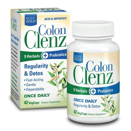 BodyGold Colon Clenz Regularity & Detox Dietary Supplement VegCaps, 42 Count