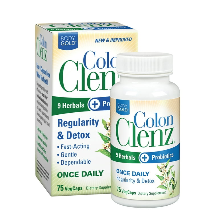 BodyGold Colon Clenz Detox Formula | 9 Herbs + Probiotics | Gut