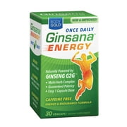 BodyGold Ginsana Energy, Once Daily | Panax Ginseng Extract w/ Energizing Herbal Blend for Focus & Endurance | No Caffeine | 30 VegCap