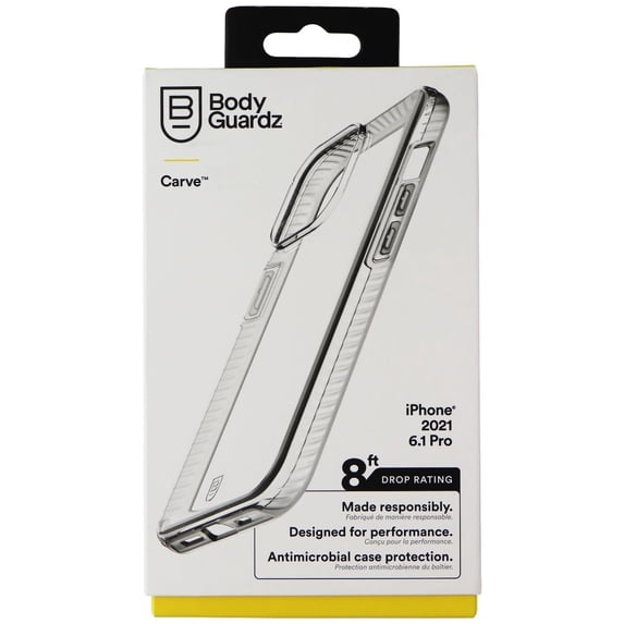 BodyGuardz Carve Series Rigid Gel Case for iPhone 13 Pro - Clear