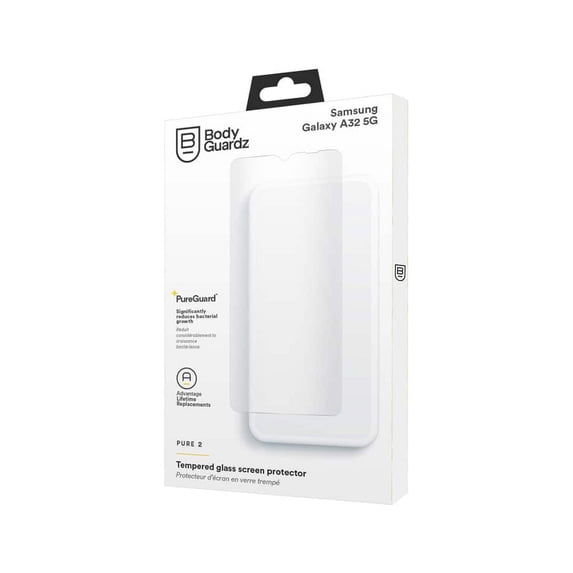 BodyGuardz Pure 2 Antimicrobial Tempered Glass Screen Protector - Samsung Galaxy A32 5G