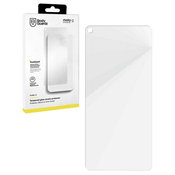 BodyGuardz Pure 2 Antimicrobial Tempered Glass Screen Protector - moto g STYLUS 5G (2021)