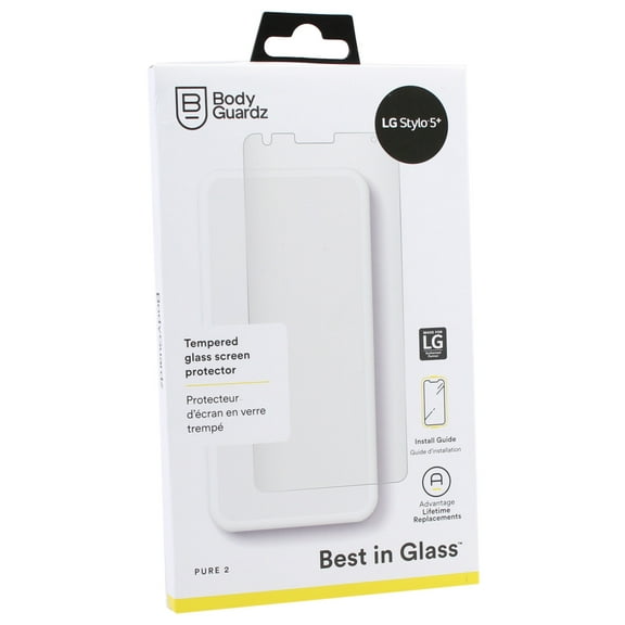 BodyGuardz Pure 2 Tempered Glass Screen Protector for LG Stylo 5+