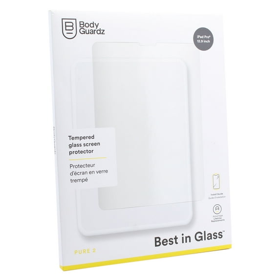 BodyGuardz Pure2 Tempered Glass Screen Protector for 12.9 iPad Pro 3rd & 4th Gen