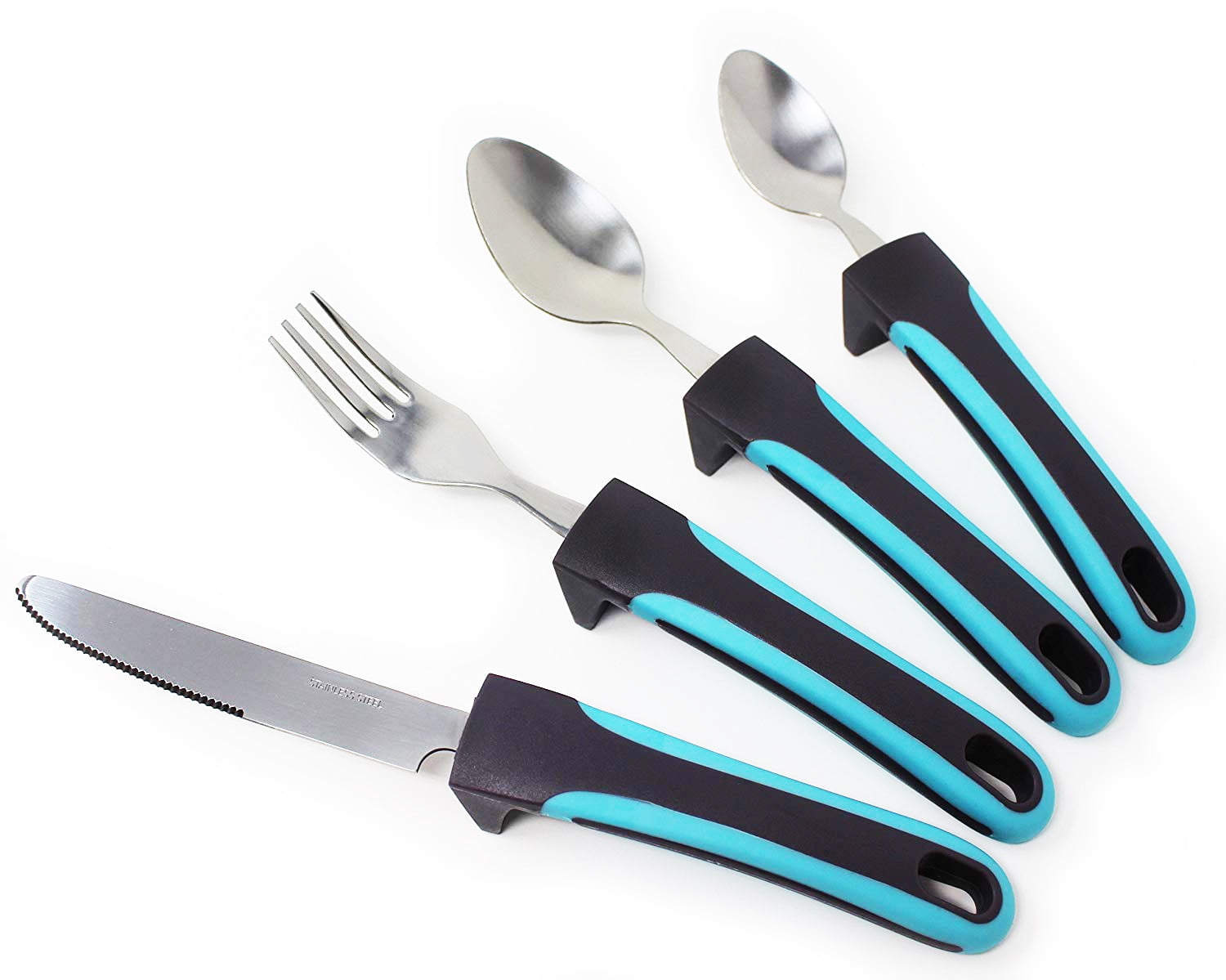  Fstcrt Adaptive Utensils Spoons Forks Set Weighted, Non-Slip  Handles & rubber strap, for Hand Tremors & Muscle Weakness, Arthritis,  Parkinson's, Elderly; Dishwasher Safe,Stainless Steel : Health & Household