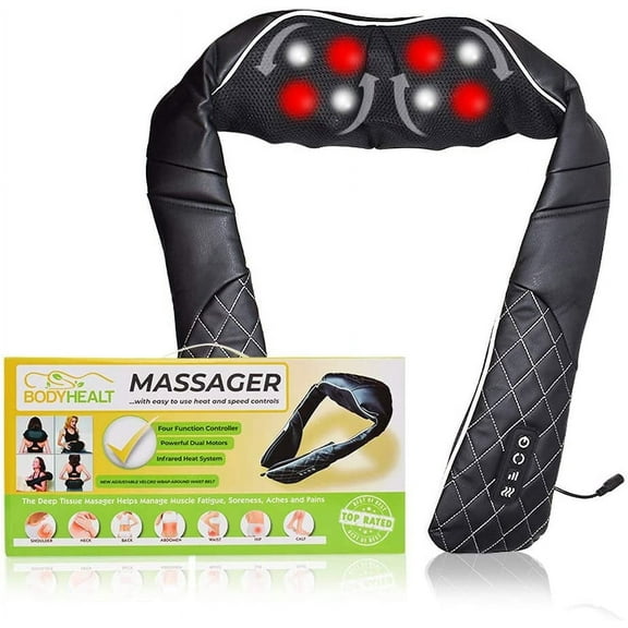BodyHealt Shiatsu Neck & Back Heated Massager for Stress, Tension, Headaches