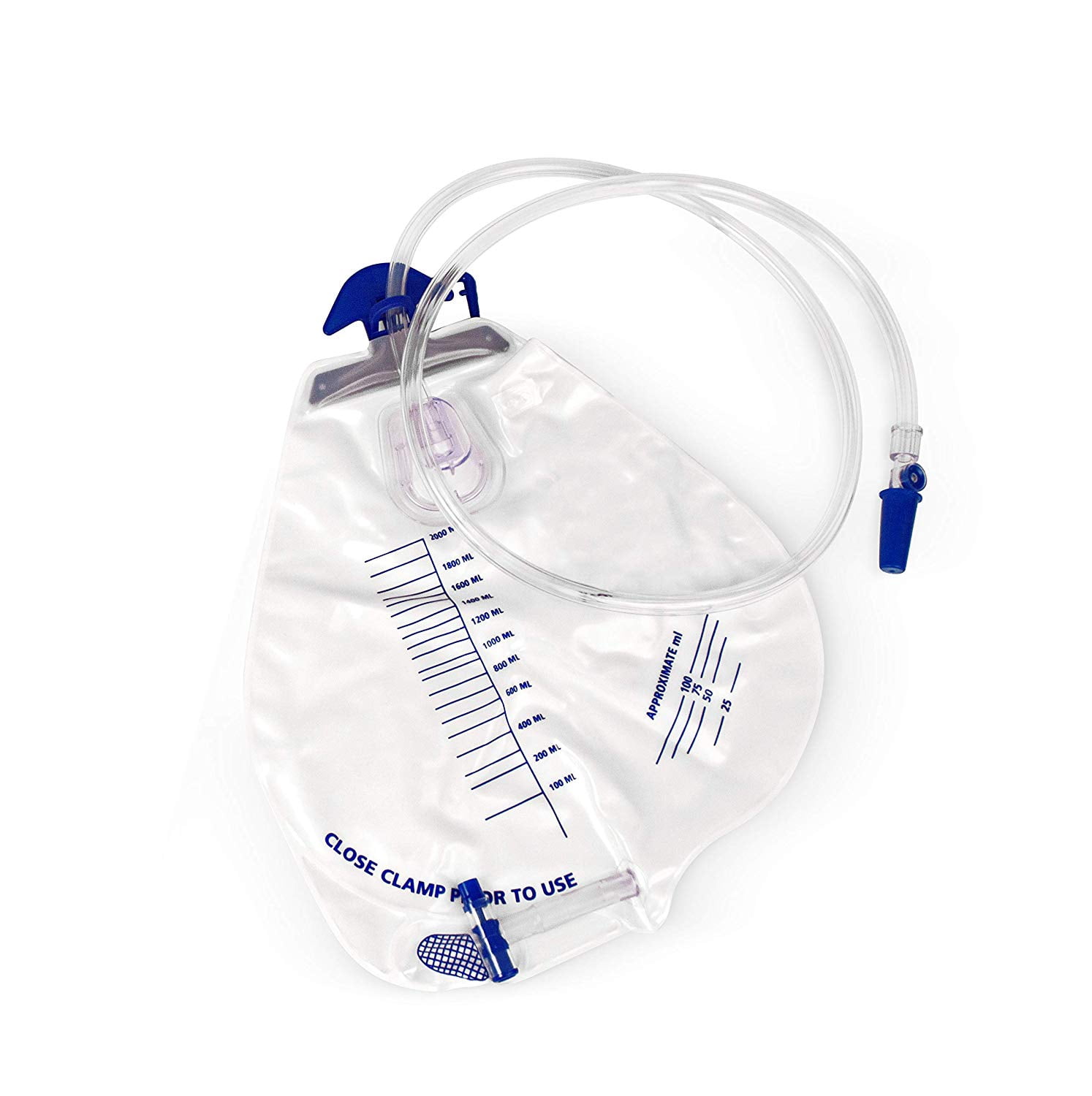 BodyHealt Urinary Drainage Bag with Anti-Reflux Chamber, 2000 mL Vinyl with 48" Drainage (1 Pack)