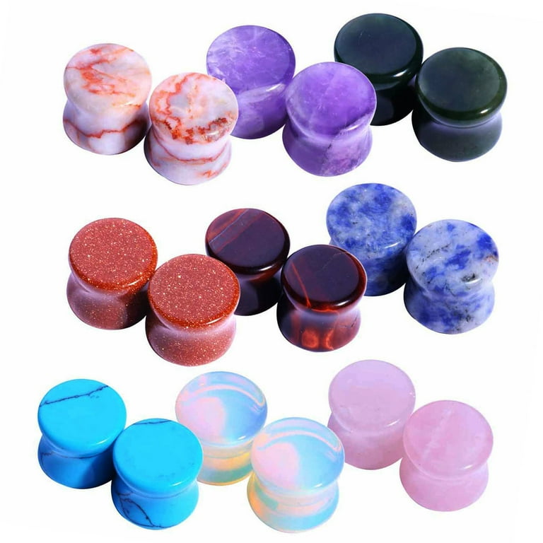 Double Flared Amber Agate Stone Concave Saddle Ear Plug Double Flared Amber Agate Stone Concave Saddle Ear Plug