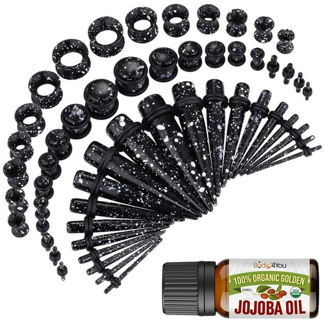 BodyJ4You 54PC Ear Stretching Kit 14G12mm Aftercare Jojoba Oil