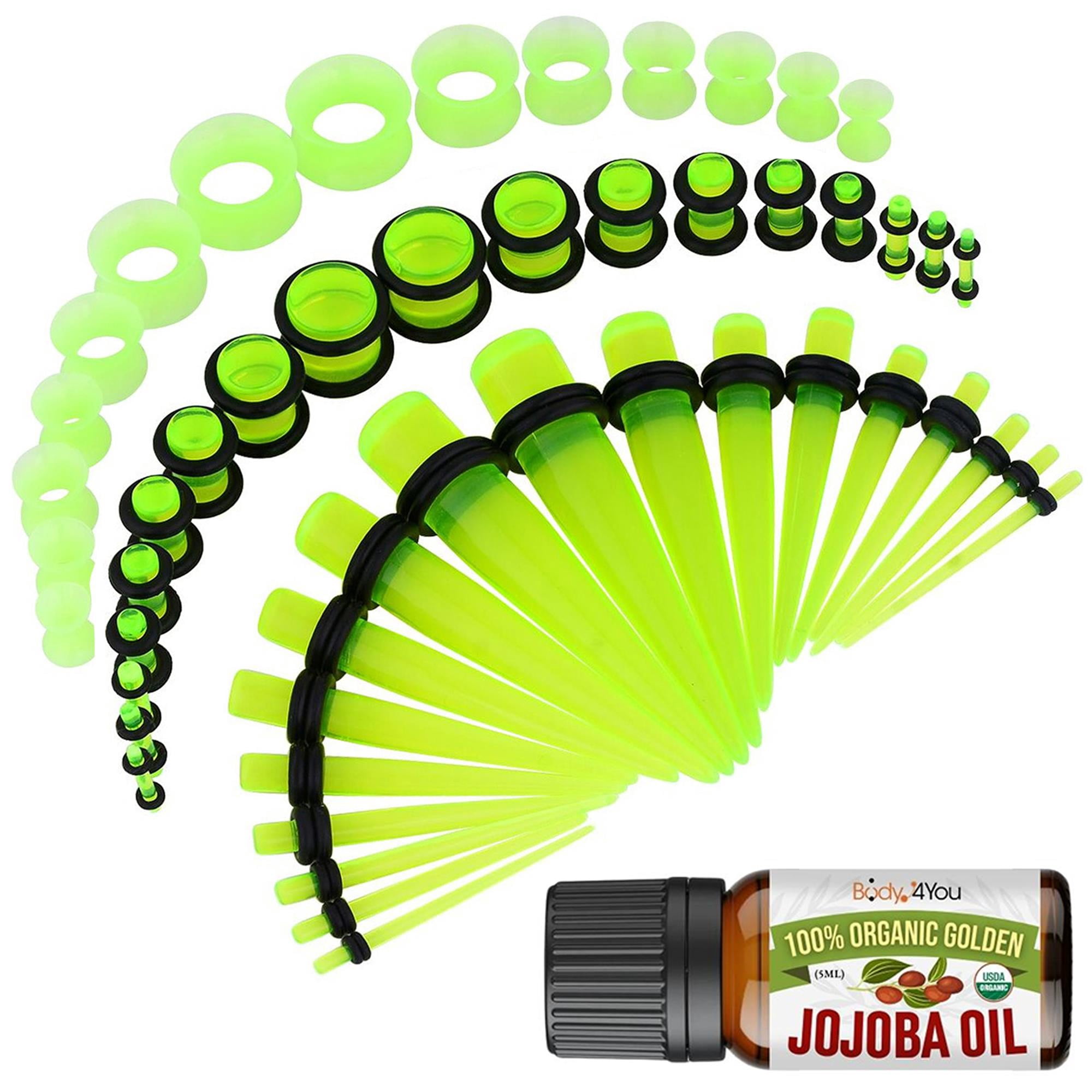 BodyJ4You 54PC Ear Stretching Kit 14G-12mm - Aftercare Jojoba Oil ...