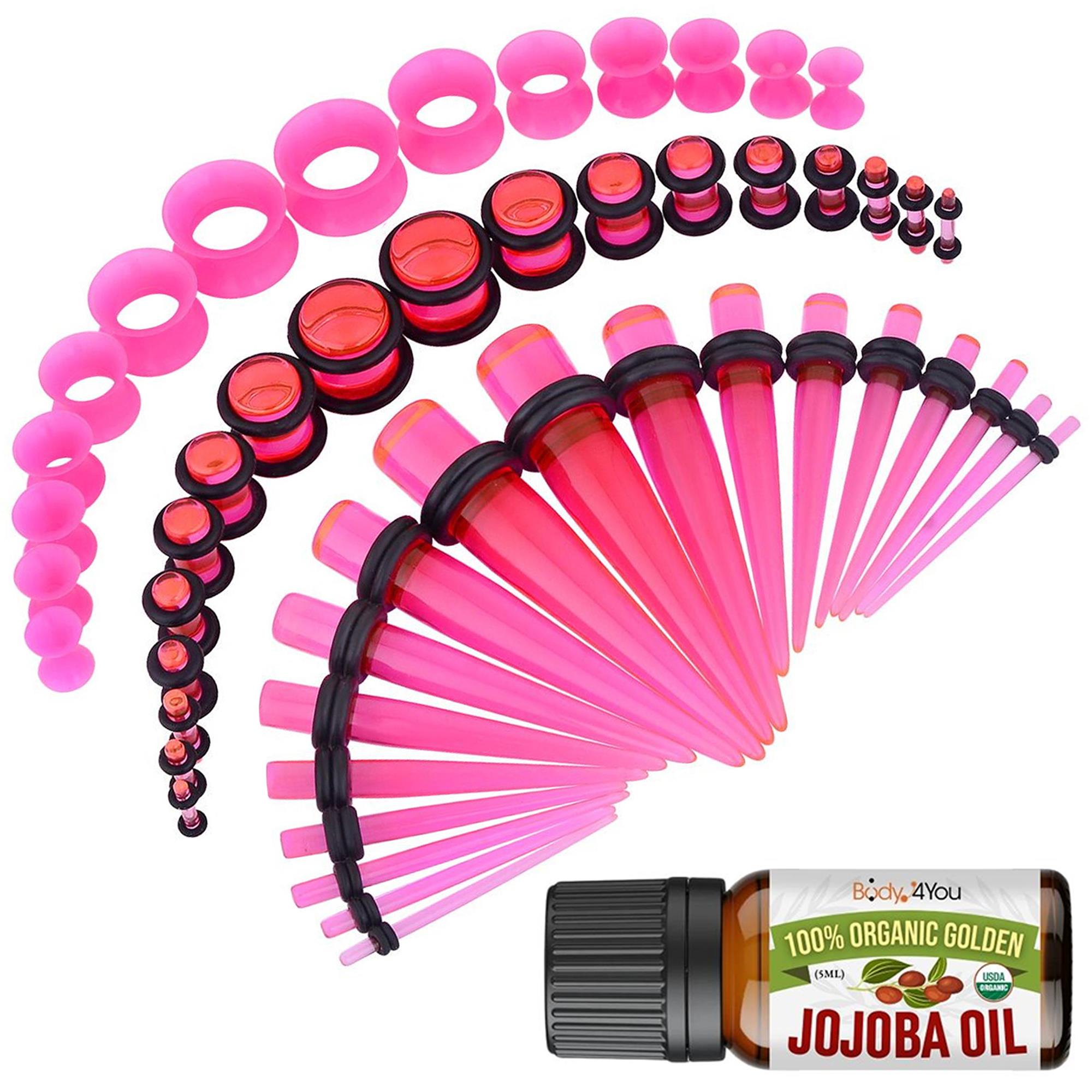 BodyJ4You 54PC Ear Stretching Kit 14G12mm Aftercare Jojoba Oil