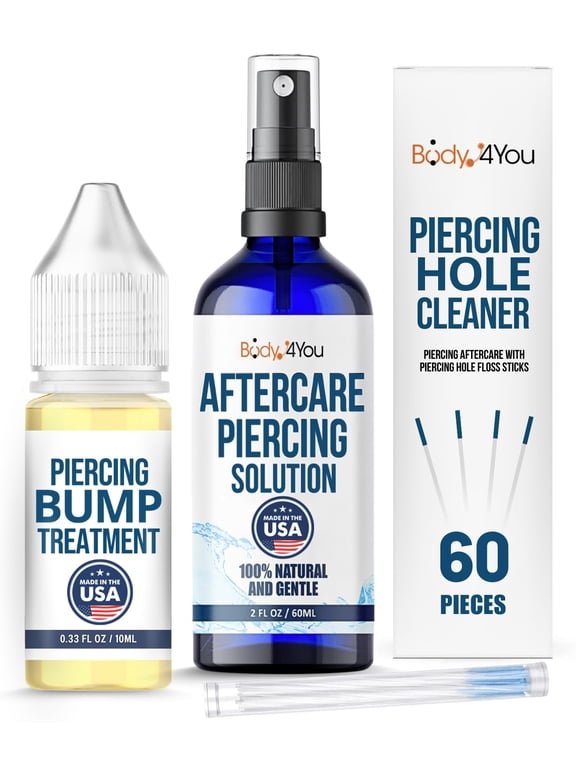 Piercing Aftercare Kit Saline Spray Bump Oil Floss 3 Piece
