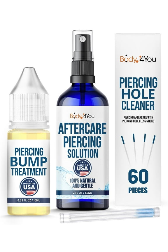 Piercing Aftercare Spray Keloid Bump Removal Piercing Hole Cleaner - Earring Hole Cleaner Piercing Floss Ear Hole Cleaner - Natural Saline Wound Wash - Pierced Ears Nose Cleaning Kit
