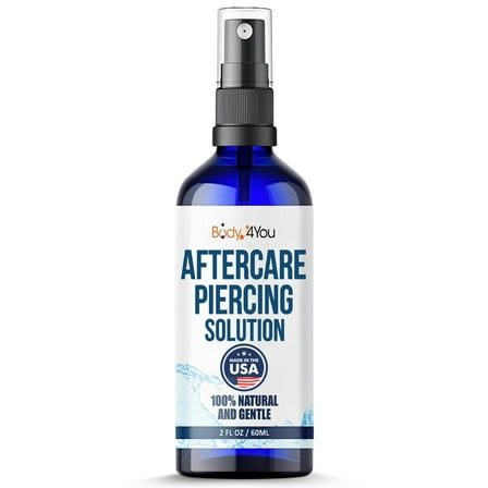 BodyJ4You Piercing Aftercare Spray - Saline Solution Natural Keloid Bump Removal - Ear Piercing Cleaner Nose Septum Belly Button - Sea Salt Aloe Vera Rosemary - Fine Mist 2 fl oz (Pack of 1)