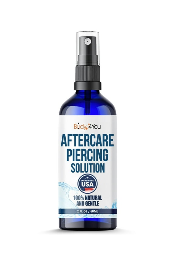 Piercing Aftercare Spray - Saline Solution Natural Keloid Bump Removal - Ear Piercing Cleaner Nose Septum Belly Button - Sea Salt Aloe Vera Rosemary - Fine Mist 2 fl oz (Pack of 1)