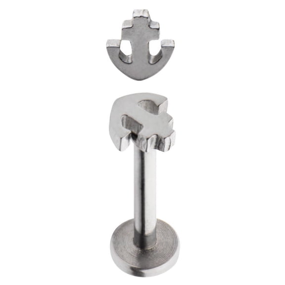 BodyJewelryOnline 14G Internally Threaded Surgical Steel Labret - 5/16" w/ Anchor Top