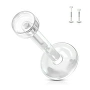 BodyJewelryOnline 14G Labret Retainer Clear Bioflex Retainer Lip Stud Barbell Piercing Jewelry
