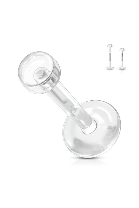 BodyJewelryOnline 14G Labret Retainer Clear Bioflex Retainer Lip Stud Barbell Piercing Jewelry