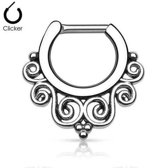 BodyJewelryOnline 14GA or 16GA Septum Piercings Clicker Tribal Swirls 4 Colors Options Men Women