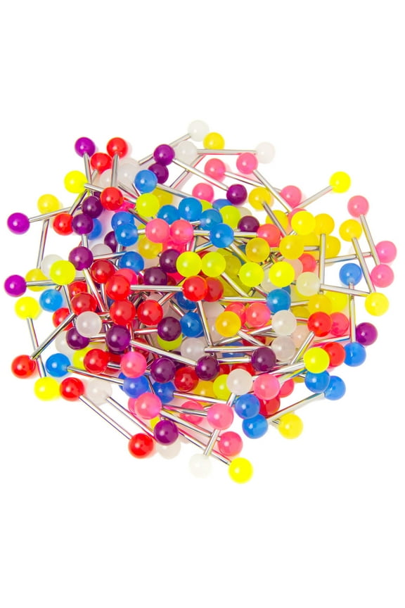 14g Tongue Barbell Nipple 100 Mixed Glow in the Dark Surgical Steel Wholesale Body Jewelry