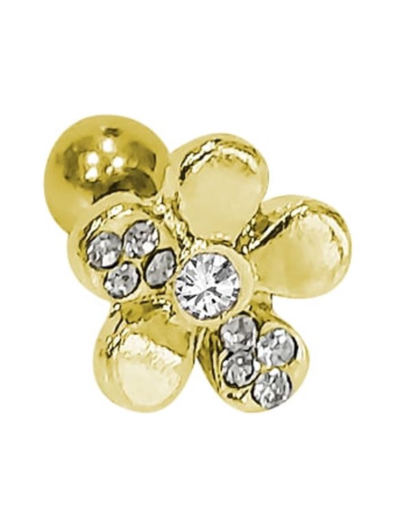 16GA Flower Design 316L Surgical Steel Cartilage Stud 2 Color Options Men Women