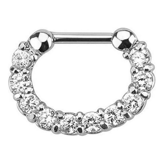 BodyJewelryOnline 16GA Septum Clicker Cartilage Rook Daith Single Line Paved Gem Jewelry Men Women