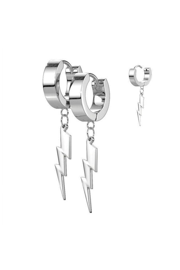 BodyJewelryOnline 20G Dangle Lightning Bolt Earring Surgical Steel Huggie Cartilage Piercing Unisex