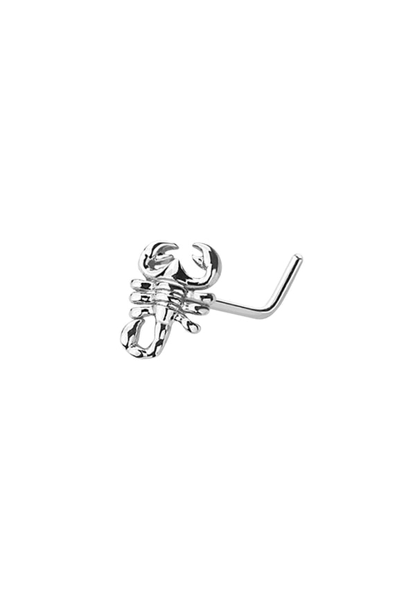 20G Surgical Steel L Shape Nose Stud Ring Scorpion Earring Piercing For Women 1/4"