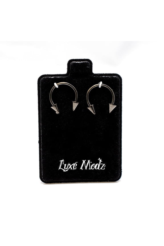 2PC 16G Horseshoe Rings Black Anodized Titanium Circular Barbell Spike Men Women