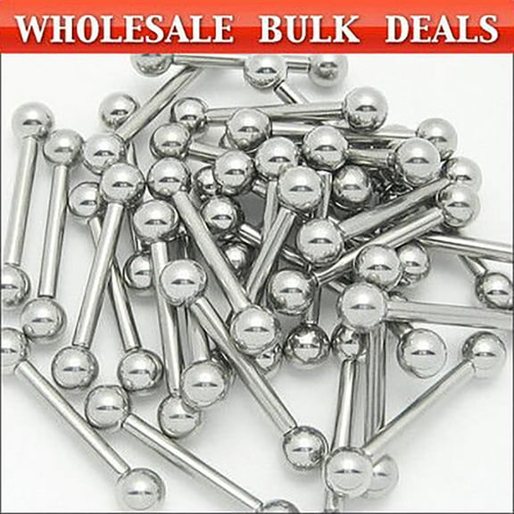 BodyJewelryOnline 30pcs 8G Straight Barbell Nipple Rings Tongue Surgical Steel Body Piercing Jewelry
