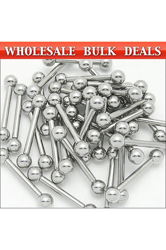 30pcs 8G Straight Barbell Nipple Rings Tongue Surgical Steel Body Piercing Jewelry