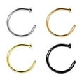 thumbnail image 1 of BodyJewelryOnline 4 Pack 18G 20G Nose Ring Hoop IP Surgical Steel Stud 4 Different Colors Men Women, 1 of 8