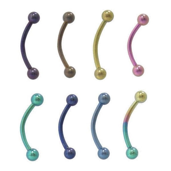 Luxe Modz 16G Curved Barbell Eyebrow Ring Solid Titanium Piercing Jewelry Men Women - Sold Individually