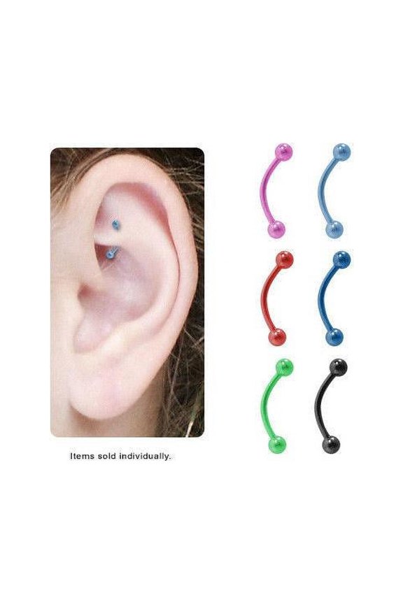 Ball Beads Titanium Curved Barbell Rook Earring