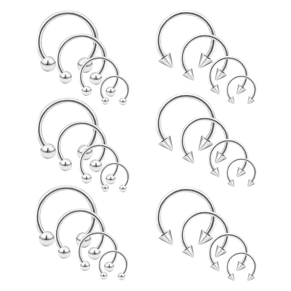 BodyJewelryOnline Circular Barbell Horseshoe Surgical Steel Earring Septum Piercing 14G 16G 8-24PK