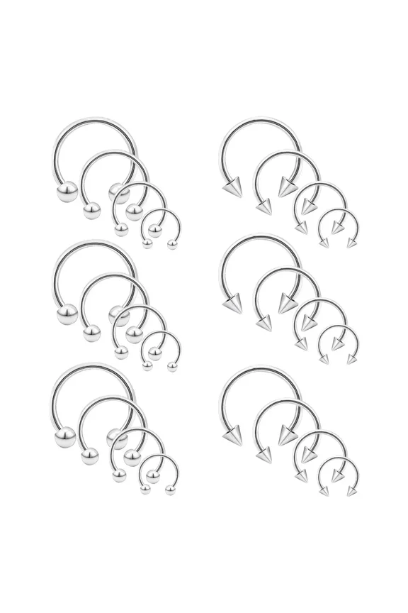 BodyJewelryOnline  Circular Barbell Horseshoe Surgical Steel Earring Septum Piercing 14G 16G 8-24PK