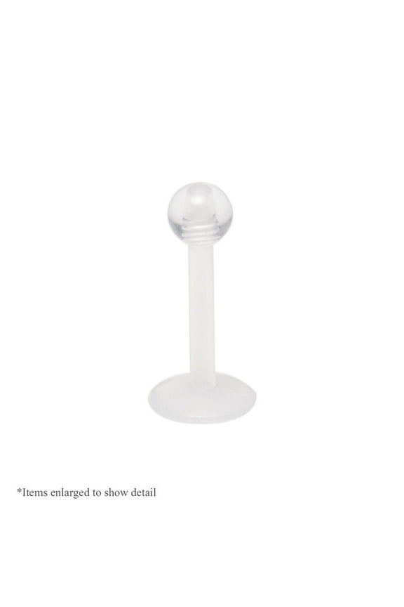 Clear Bioflex 16G Labret Retainer Lip Ring Barbell Cartilage Helix Stud Monroe Piercing