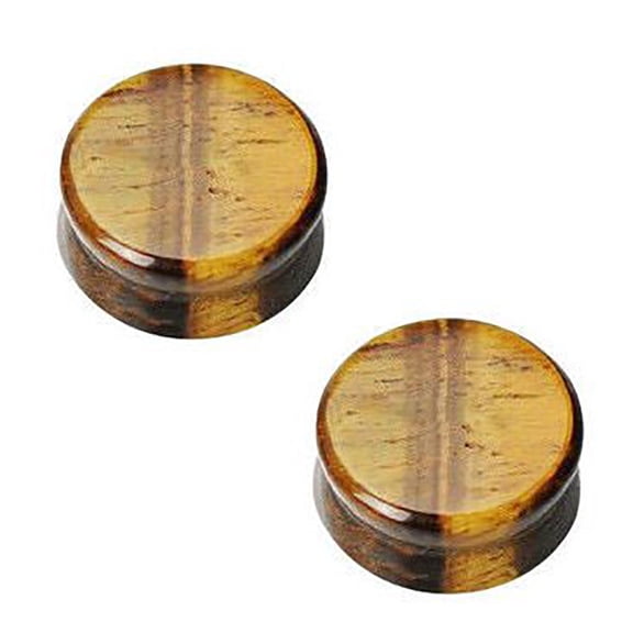 BodyJewelryOnline Ear Plug Large Gauges Tiger Eye Semi Precious Stone Saddle Plugs for Men Women