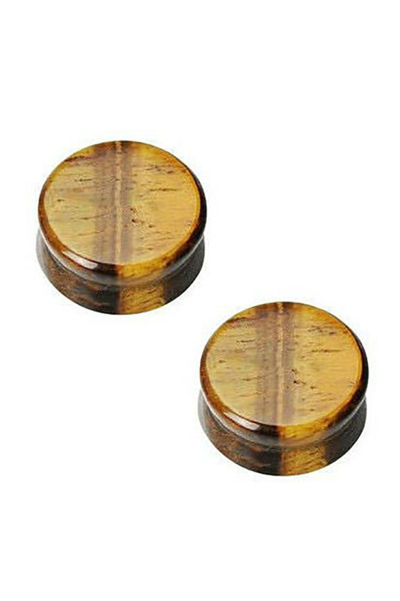 Ear Plug Large Gauges Tiger Eye Semi Precious Stone Saddle Plugs for Men Women