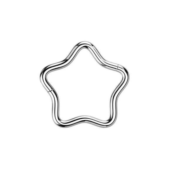 BodyJewelryOnline G23 implant Grade Titanium 18G Clicker Star Hinged Segment Hoop Rings Septum Jewelry 10mm 8mm